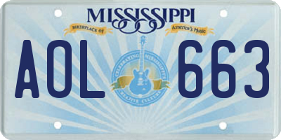MS license plate AOL663