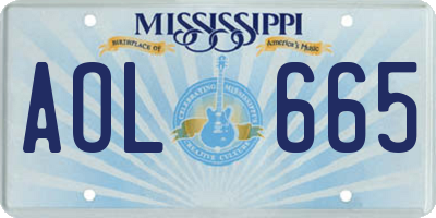 MS license plate AOL665