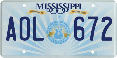 MS license plate AOL672
