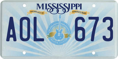 MS license plate AOL673