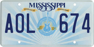 MS license plate AOL674