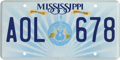 MS license plate AOL678