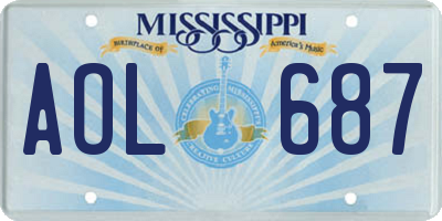 MS license plate AOL687