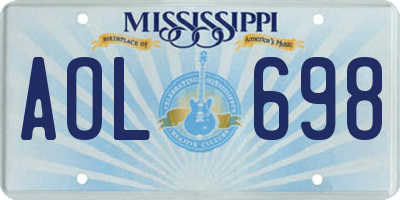 MS license plate AOL698