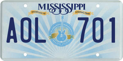 MS license plate AOL701