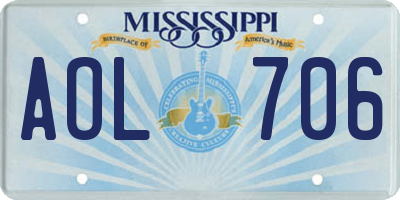 MS license plate AOL706
