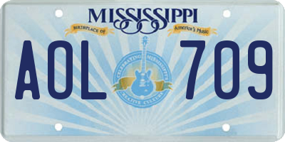 MS license plate AOL709