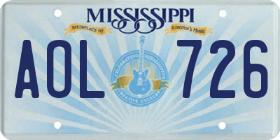 MS license plate AOL726