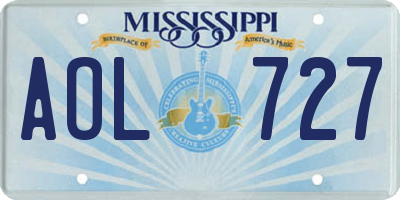 MS license plate AOL727