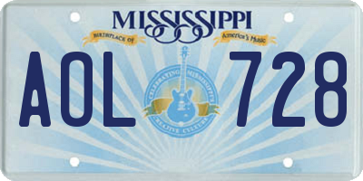 MS license plate AOL728