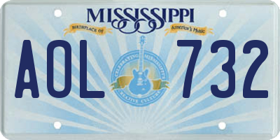 MS license plate AOL732