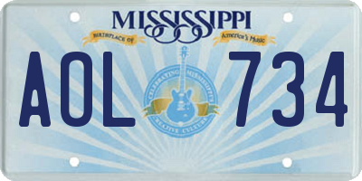 MS license plate AOL734