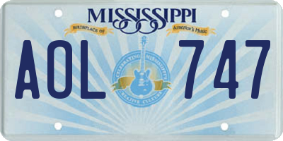 MS license plate AOL747