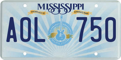 MS license plate AOL750