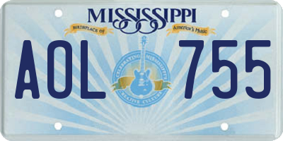 MS license plate AOL755