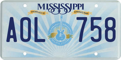 MS license plate AOL758