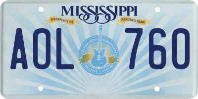 MS license plate AOL760
