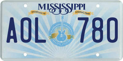 MS license plate AOL780
