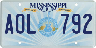 MS license plate AOL792