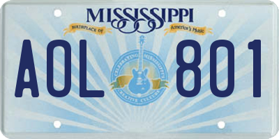 MS license plate AOL801