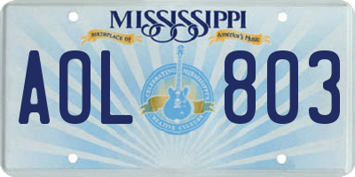 MS license plate AOL803