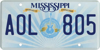 MS license plate AOL805