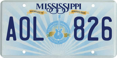 MS license plate AOL826