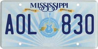 MS license plate AOL830