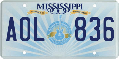 MS license plate AOL836
