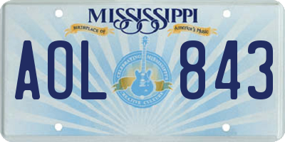 MS license plate AOL843