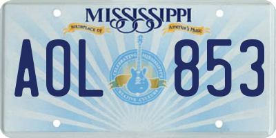 MS license plate AOL853