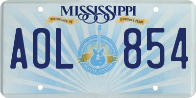MS license plate AOL854
