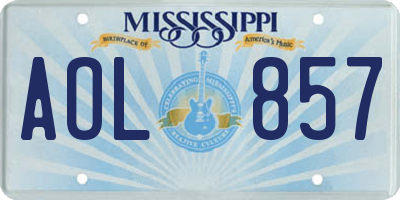 MS license plate AOL857