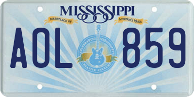 MS license plate AOL859