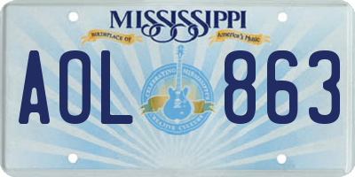 MS license plate AOL863