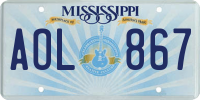 MS license plate AOL867