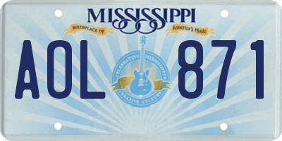 MS license plate AOL871