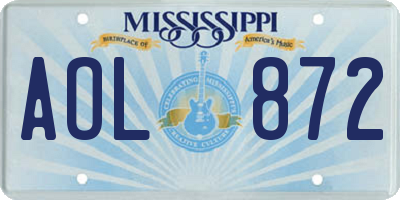 MS license plate AOL872