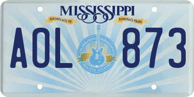 MS license plate AOL873