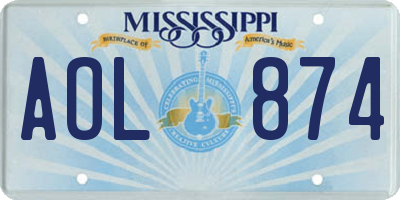 MS license plate AOL874
