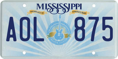 MS license plate AOL875