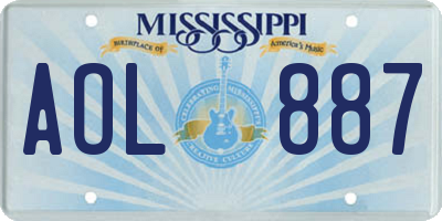 MS license plate AOL887