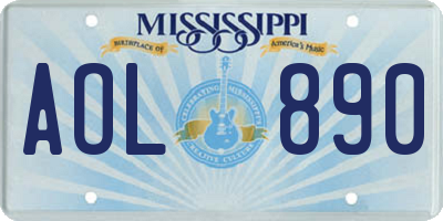 MS license plate AOL890