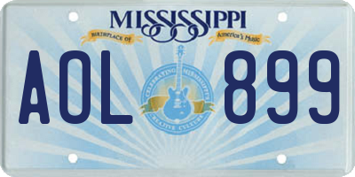 MS license plate AOL899