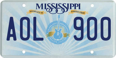 MS license plate AOL900