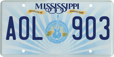 MS license plate AOL903