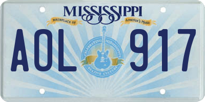 MS license plate AOL917