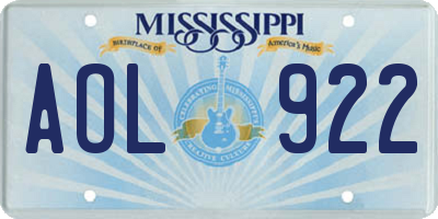 MS license plate AOL922