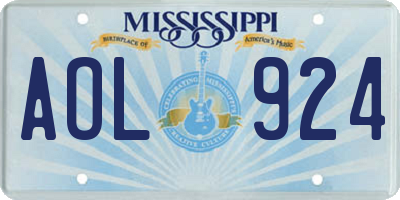 MS license plate AOL924
