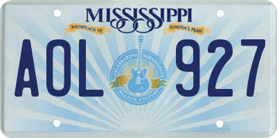 MS license plate AOL927